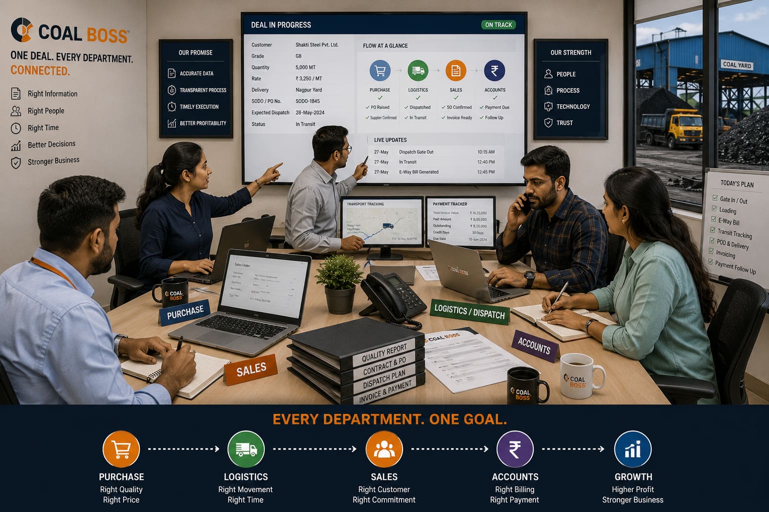 Cross-functional coal business team coordinating around a shared business view