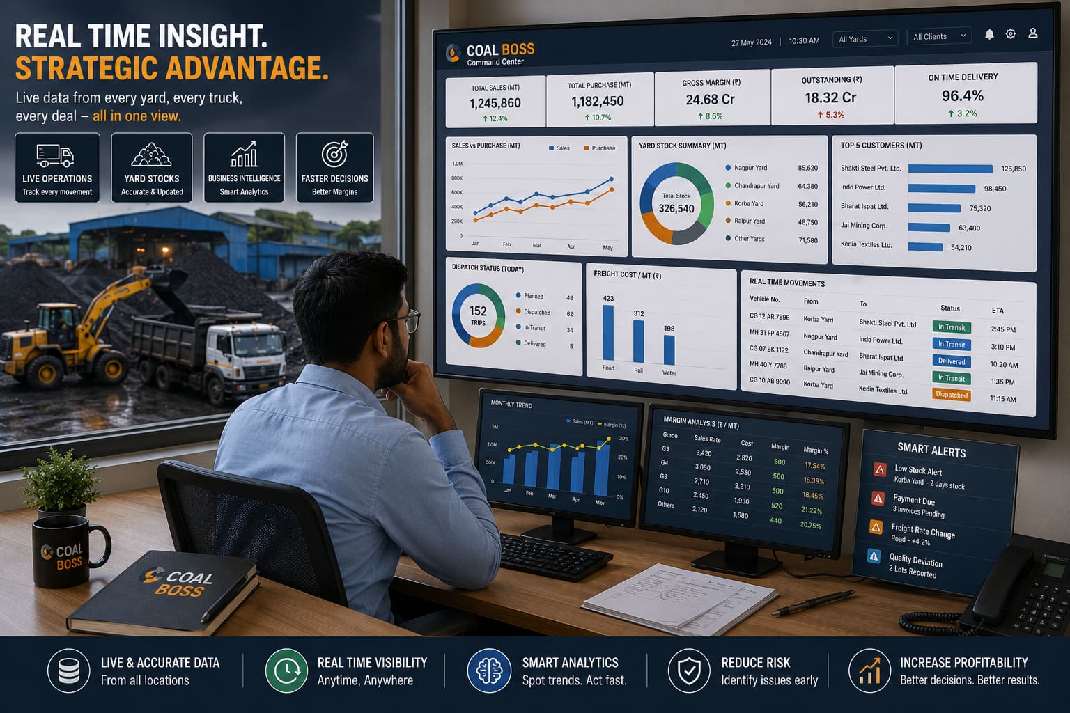 Connected coal business command view — management control across operations