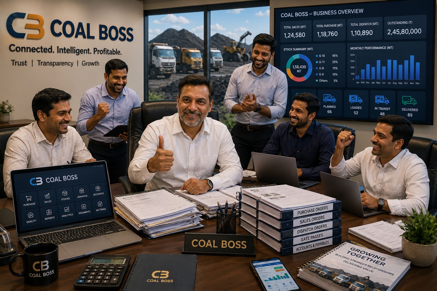 Confident, connected coal business team after adopting COAL BOSS